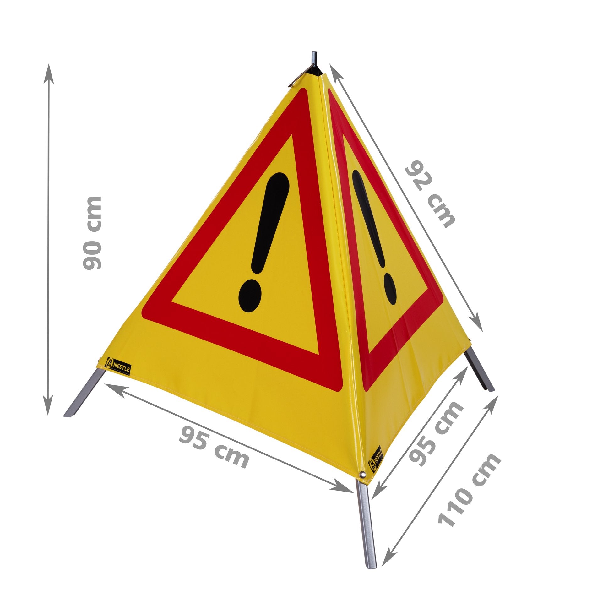 NESTLE Warnpyramide 90 cm, Achtung (VZ101), gelb, mit Feder NESTLE Warnpyramide 90 cm, Achtung (VZ101), gelb, mit Feder